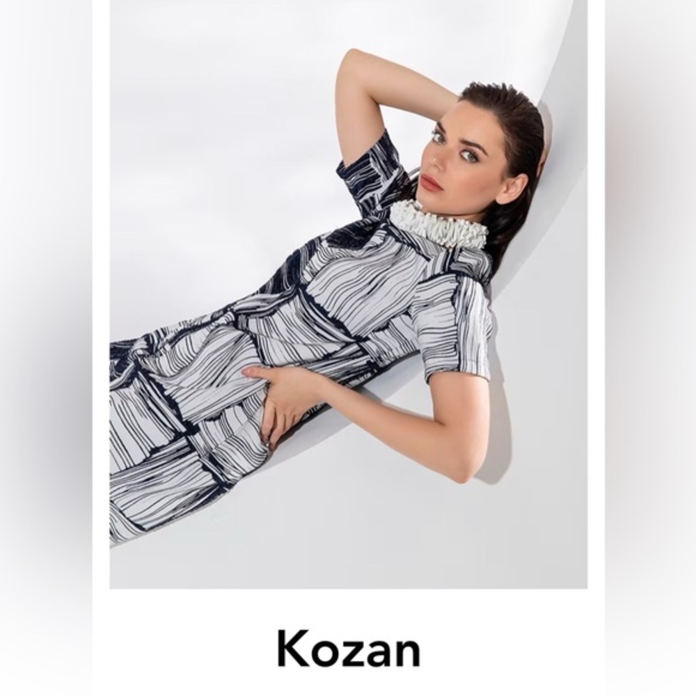 KOZAN LOVE LAUNCH Ice Hepburn Jacket black white geometric design SHIRT SZ L